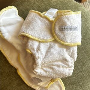 Sustainablebabyish White and Yellow Cloth Diaper